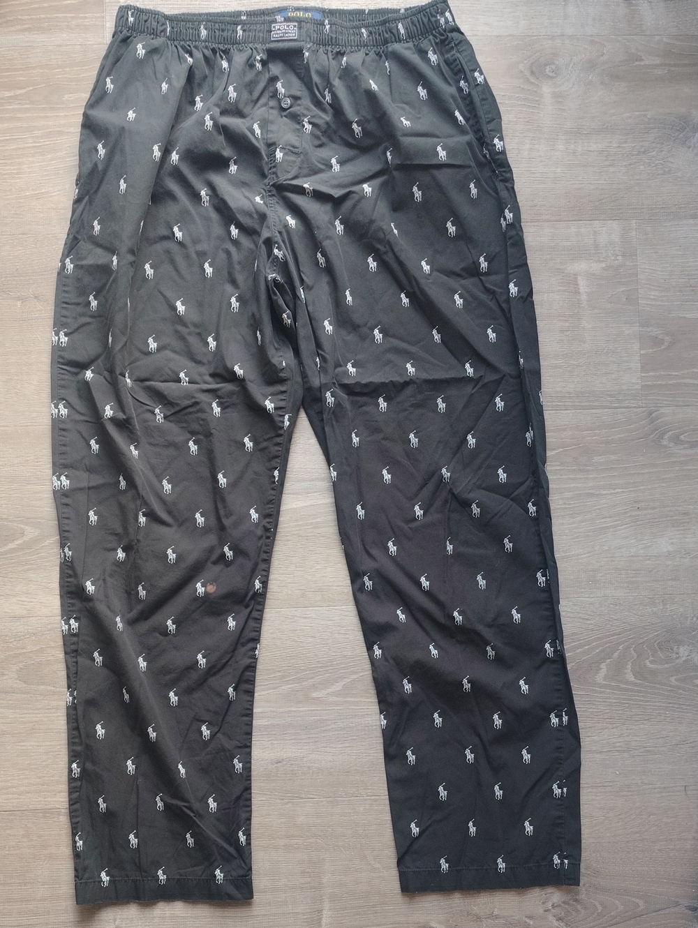 Ralph Lauren Black Lounge Pants with White Polo Player Print